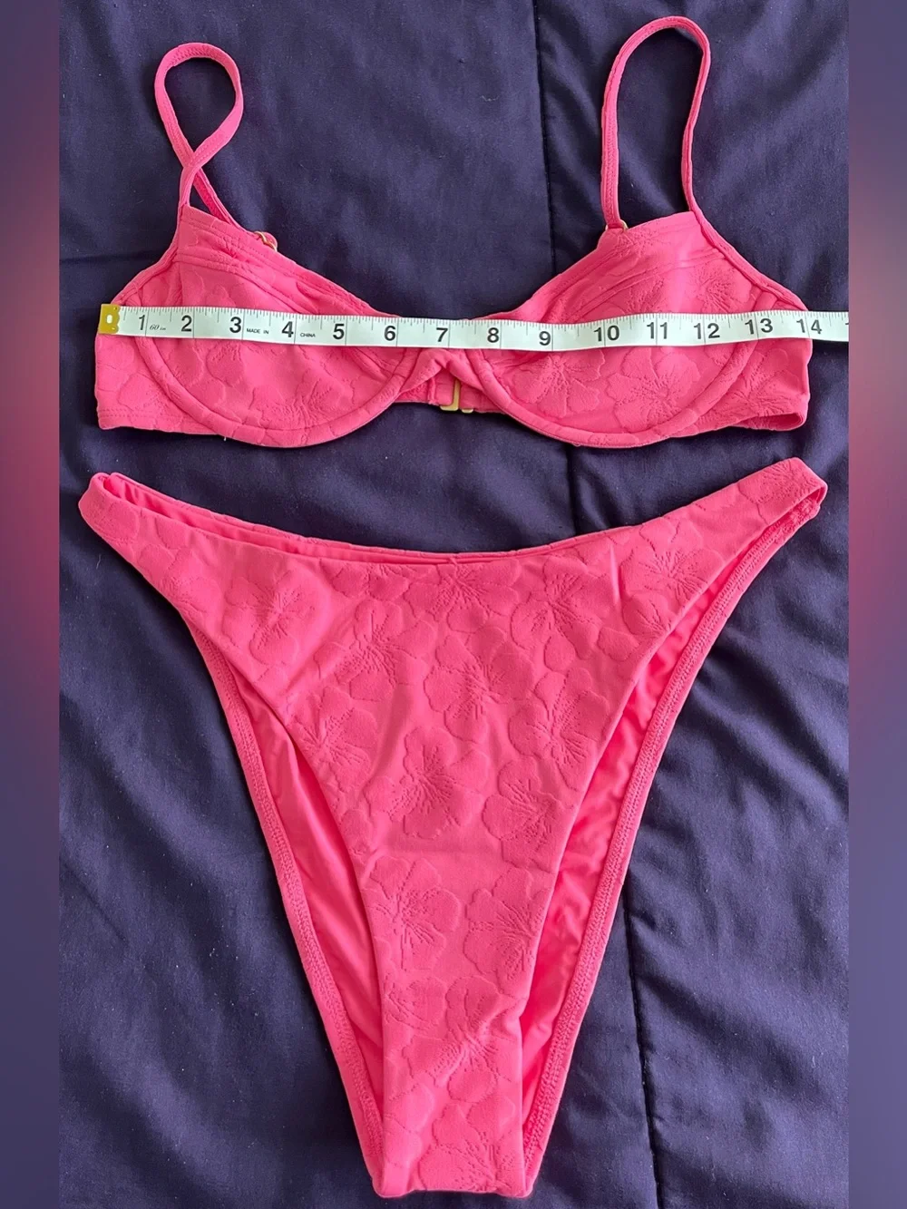 L*Space Bikini Set Missy Top & Leilani Bottom Medium/Large Pink Floral Swimwear